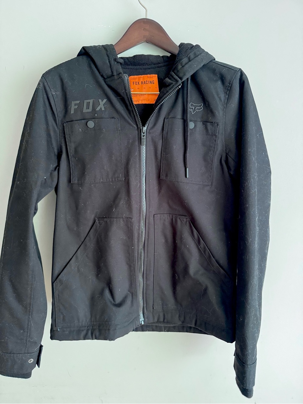 Fox Black Hooded Lightweight Jacket with Subtle Logos